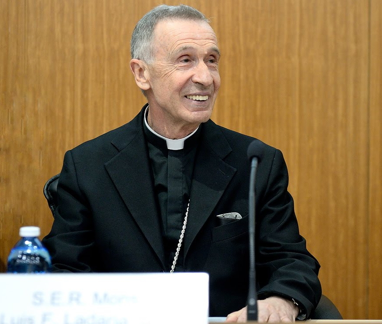 Archbishop Luis Ladaria is seen speaking at a conference in 2015. (Photo courtesy of the Pontifical Gregorian University)