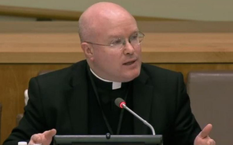 Fr. Roger Landry speaks Feb. 4 at the United Nations. (Holy See Mission / Anna Fata)