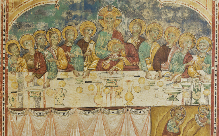 Detail of "The Last Supper and the Agony in the Garden," Spoleto, Italy, circa 1300, fresco transferred to canvas (Courtesy of Worcester Art Museum)