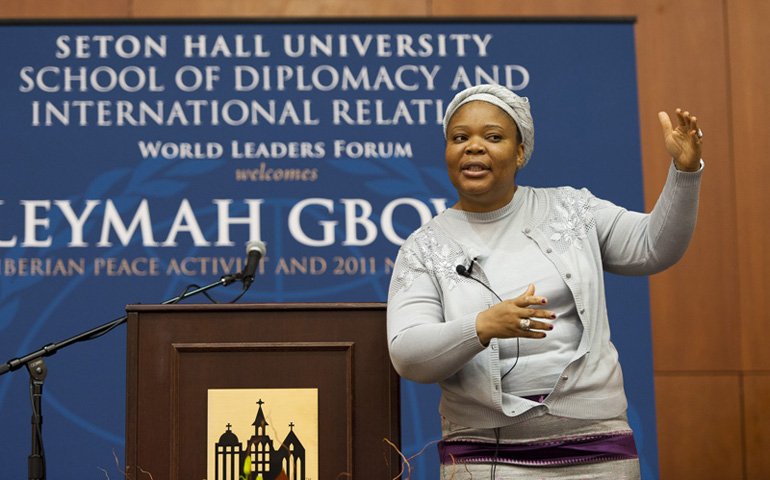 Leymah Gbowee speaks Nov. 20 at Seton Hall University in South Orange, N.J. (Courtesy of Seton Hall University/Milan Stanic)