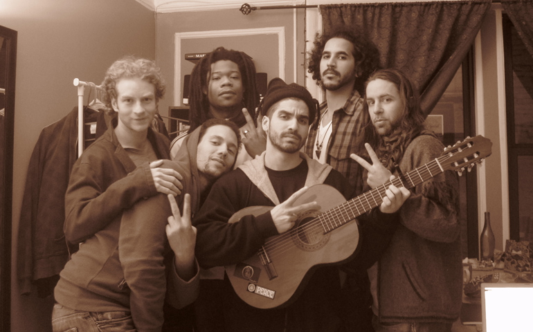 Luke Nephew, far right, and other members of The Peace Poets, "a collective of artists that celebrate, examine and advocate for life through music and poetry," the group's website says.