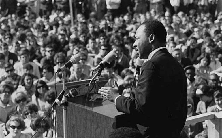 Rev. Martin Luther King Jr. speaks at a rally against the Vietnam War in St. Paul, Minnesota, April 27, 1967. (Wikimedia Commons/Minnesota Historical Society)
