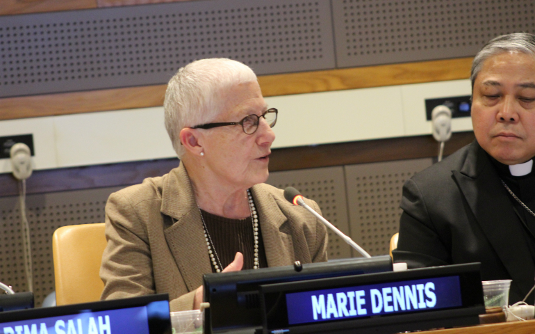 Marie Dennis, co-president of Pax Christi International, was among those speaking at the event, as did Archbishop Bernardito Auza, right, Permanent Observer of the Holy See to the U.N. (NCR photo/Chris Herlinger)