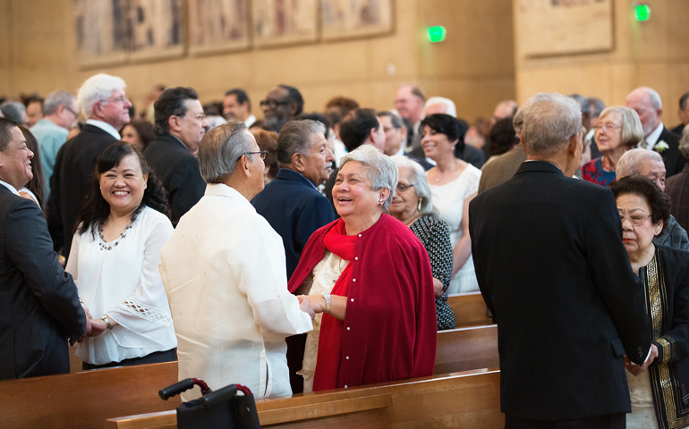 More than 100 couples renew their wedding vows Feb. 9, World Marriage Day, during Mass at the Cathedral of Our Lady of the Angels in Los Angeles. (CNS/Via Nueva/Victor Aleman)