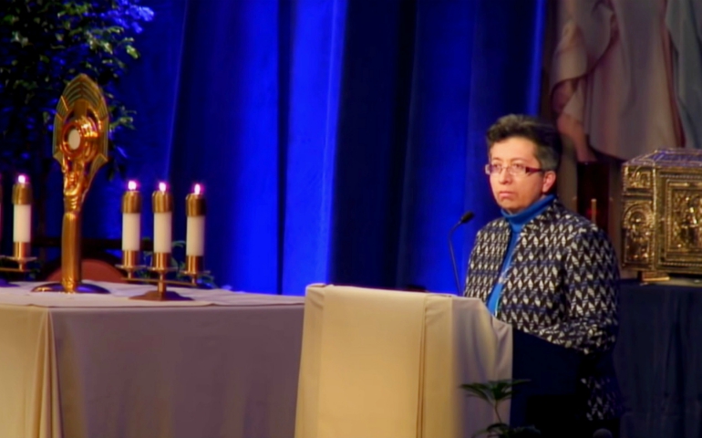 Sr. Teresa Maya, a Sister of Charity of the Incarnate Word and past president of the Leadership Conference of Women Religious, addresses the U.S. Conference of Catholic Bishops' general assembly in Baltimore Nov. 12. (YouTube / U.S. Conference of Catholic Bishops)