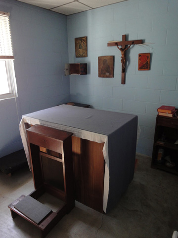 The chapel in Thomas Merton's hermitage on the grounds of the Abbey of Our Lady of Gethsemani in Kentucky (Jim Forest)