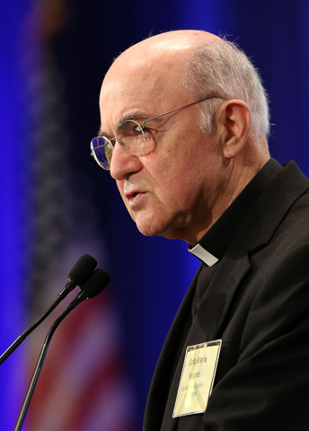 Archbishop Carlo Maria Vigano, apostolic nuncio to the United States, in a 2014 file photo (CNS/Bob Roller)