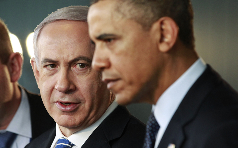Israeli Prime Minister Benjamin Netanyahu and U.S. President Barack Obama in Jerusalem in March 2013. (CNS/Reuters/Jason Reed)