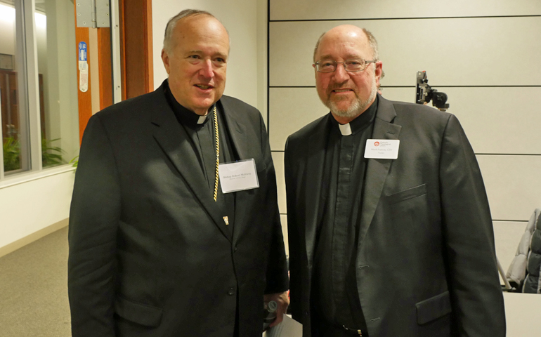 Bishop Robert McElroy, left, and Viatorian Fr. Mark Francis, president of the Catholic Theological Union, at a national meeting of Muslims and Catholics in Chicago. (photo courtesy of Catholic Theological Union)