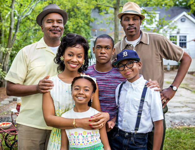 From left: David Alan Grier, Anika Noni Rose, Skai Jackson, Harrison Knight, Bryce Clyde Jenkins and Wood Harris star in Walden Family Theater’s film “The Watsons go to Birmingham,” scheduled to air on the Hallmark Channel in September. (©Crown Media United States, LLC)