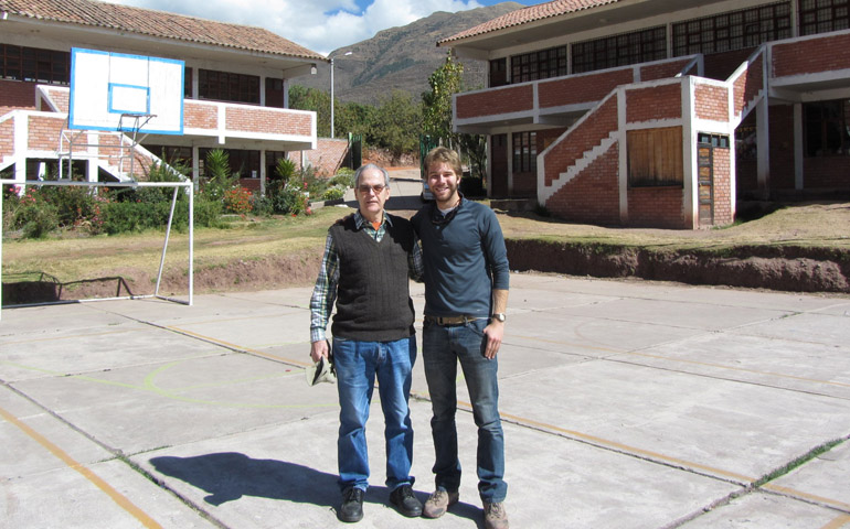 Jesuit Fr. Robert Dolan with the author in 2012, in Andahuaylillas, Peru (Mateo Pimentel)