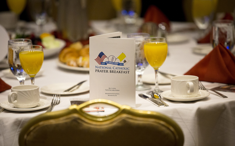 A program for the 10th annual National Catholic Prayer Breakfast at the Washington Hilton on Tuesday in Washington, D.C. (CNS/Tyler Orsburn)
