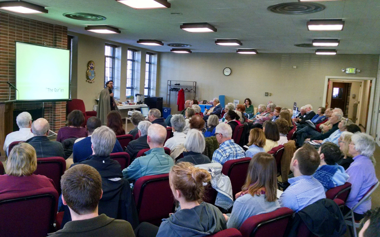 Ahmed El-Sherif, a Muslim active in interfaith work, leads a class in the "Introducing the Qur'an to Christians" series at Second Presbyterian Church in Kansas City, Mo.