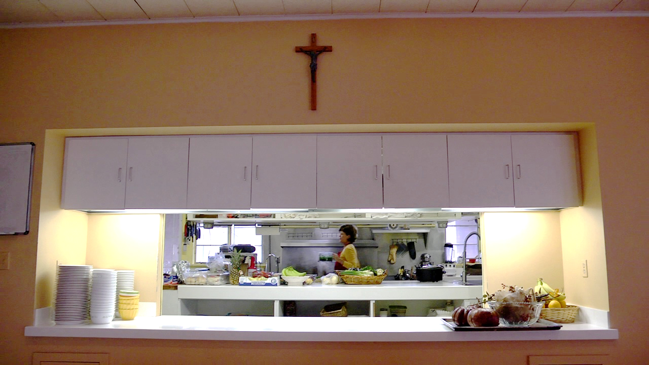 Ruthie Blacksea at work in the West Coast Jesuit Novitiate kitchen