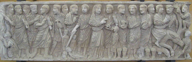 A frieze on an early Christian woman's sarcophagus in the Vatican's Pio Cristiano Museum (FutureChurch)