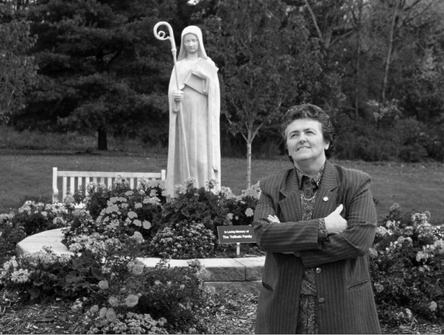 Benedictine Sr. Joan Chittister in the monastery garden (Courtesy of Benetvision)