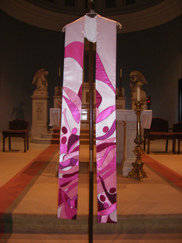 The stole created by girls and women as part of St. Mary's College "Voices of Young Catholic Women" project. It will be offered in a general audience with Pope Francis on Nov. 26. (Margie Matthews)