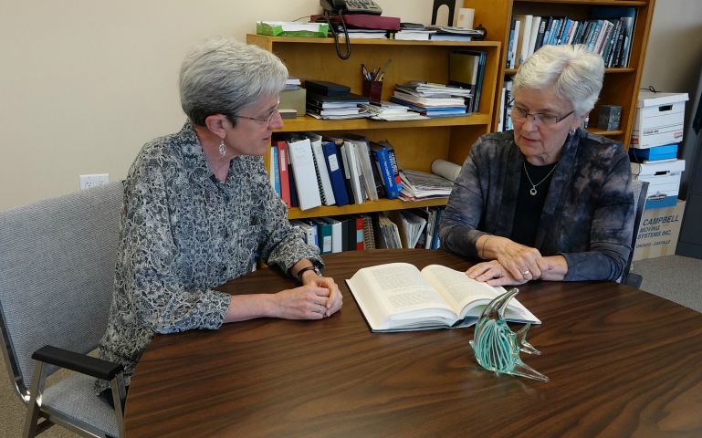 St. Joseph Srs. Sue Wilson, left, and Joan Atkinson had both been teachers before translating their social justice passions into advocacy. (Dana Wachter)