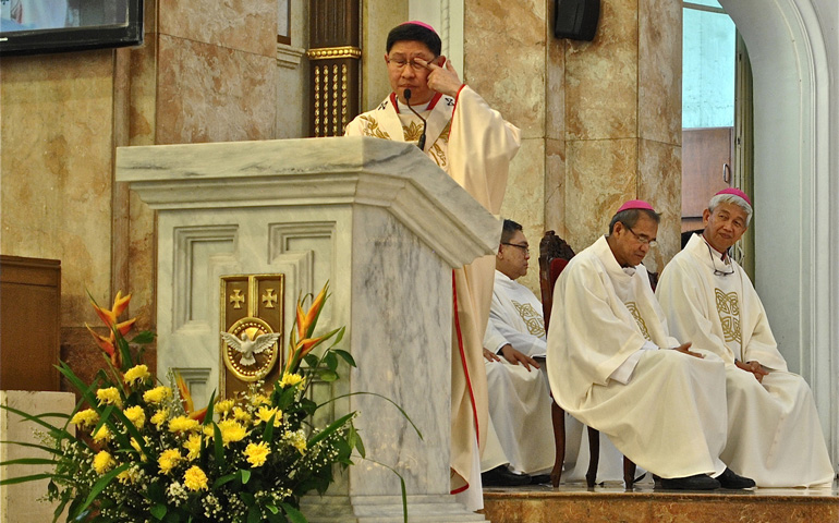 Manila's Cardinal-designate Luis Antonio Tagle shared his thoughts and feelings about his surprise appointment as cardinal in an emotional moment during his homily for the launch of the archdiocese's Year of Faith celebration. (N.J. Viehland)