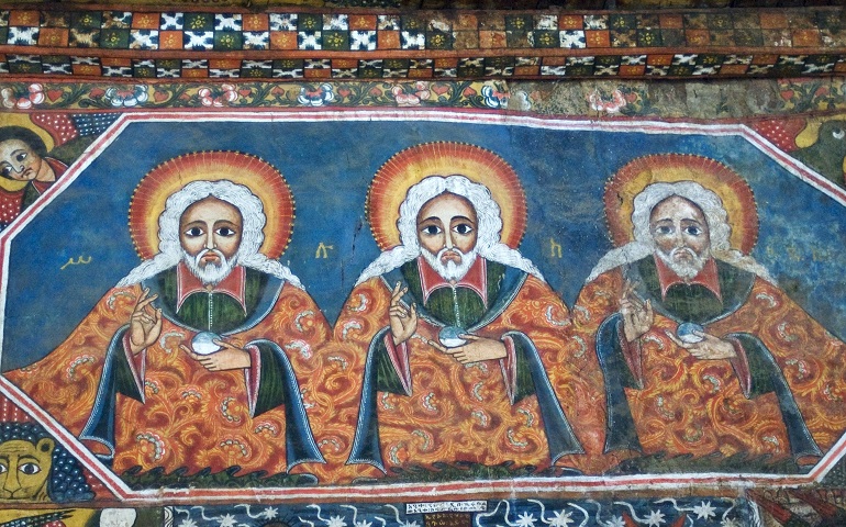 The Holy Trinity is depicted in the Church of Debre Berhan Selassie in Gondar, Ethiopia. (Wikimedia Commons/A. Davey)
