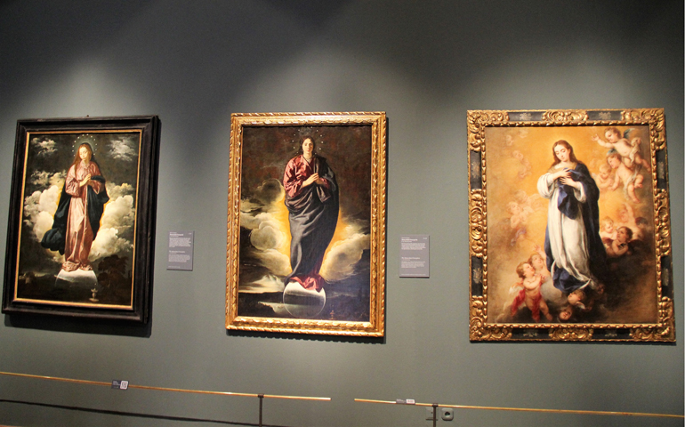 Three depictions of the Immaculate Conception, from left, two by Diego Velázquez and one by Bartolomé Esteban Murillo (Nachama Soloveichik)
