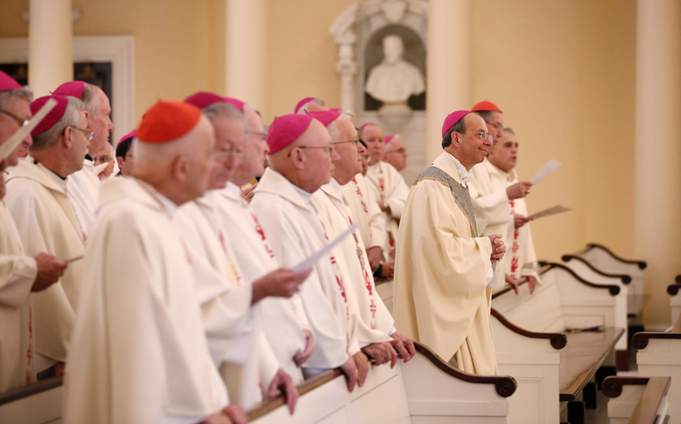 Members of the U.S. Conference of Catholic Bishops gather Monday for Mass at the Basilica of the National Shrine of the Assumption before the start of their annual fall meeting in Baltimore. (CNS/Nancy Phelan Wiechec)