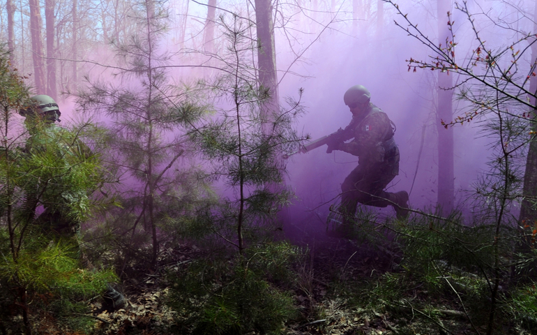 A student from the Western Hemisphere Institute for Security Cooperation takes part in a training exercise in 2010. (Wikimedia Commons/U.S. Navy/MC 2nd Class Tim Miller)