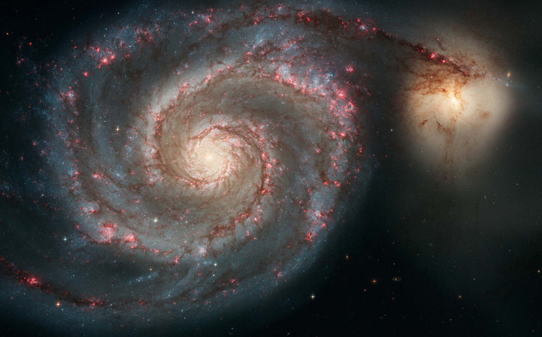 The Whirlpool galaxy and the Companion galaxy in an image taken by the Hubble Space Telescope (CNS/NASA) 