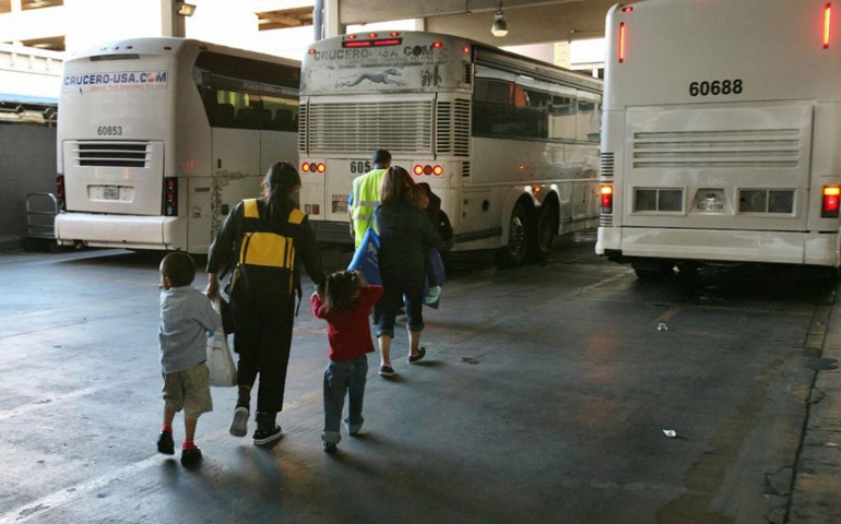 A few weeks ago, the pace of releases from the two family detention centers in Texas increased significantly, according to immigration advocates. At the Greyhound bus station July 14, dozens of women and children from Karnes received bus tickets to go live with relatives and friends while waiting for their hearings. (GSR/Nuri Vallbona)