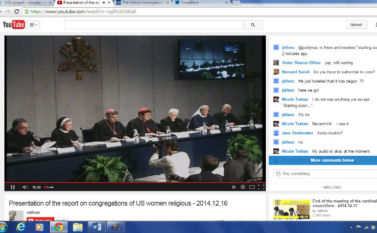 Screen grab of Vatican You Tube Channel showing press conference about the apstolic visitation of U.S. women religious.