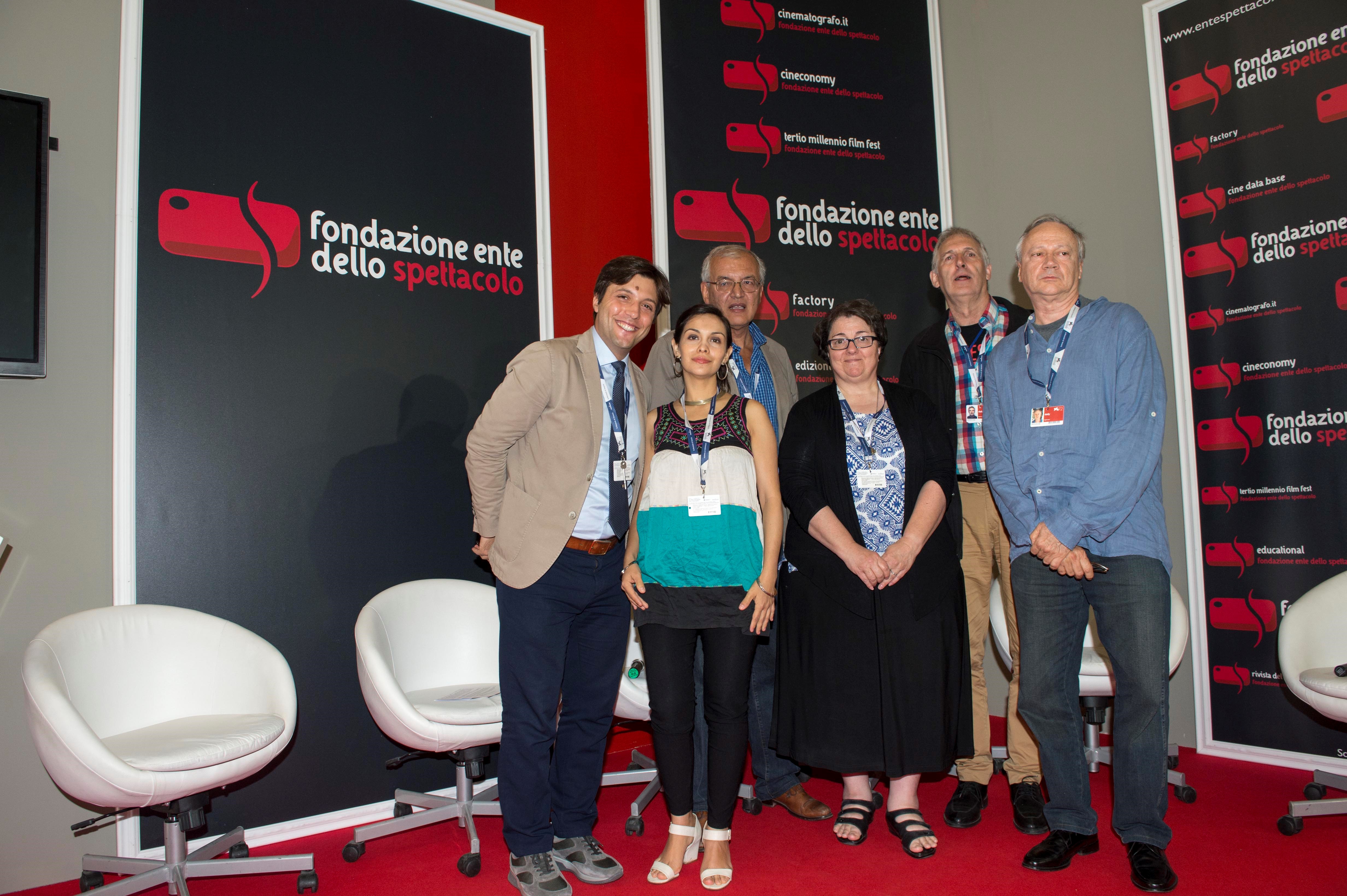 The SIGNIS jury, from left: Sergio Perugini, Maria José Martinez, Massimo Giraldi, Rose Pacatte, Freddy Sartor, Jorge Yglesias