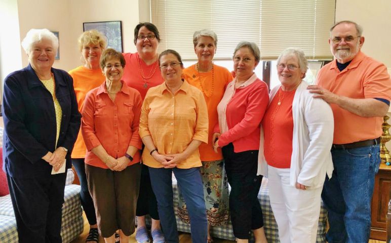 Members of the Sisters of St. Joseph of Peace Leadership Team and staff wear orange June 7 to stand for a future free from gun violence. (Provided photo)
