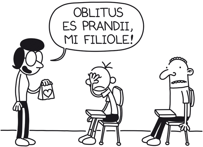 A drawing from 'Diary of a Wimpy Kid' in Latin (RNS/Courtesy of Il Castoro)