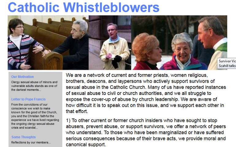 Screen grab of the Catholic Whistleblowers website www.catholicwhistleblowers.org