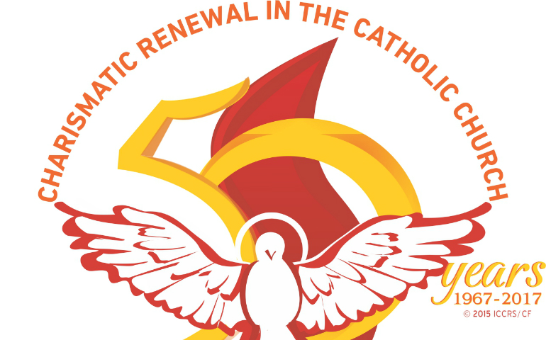 This is the logo for the 50th anniversary celebrations of the Catholic Charismatic Renewal to be held in Rome May 31 to June 4. (CNS/courtesy Catholic Charismatic Renewal)