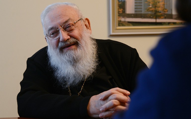 Ukrainian Cardinal Lubomyr Husar, known for his "velvety baritone" when chanting the Divine Liturgy or making one of his regular appearances on television or radio programs, died May 31 near Kiev at the age of 84. He is pictured in a 2014 photo. (CNS photo/ Petro Didula, Ukrainian Catholic University)