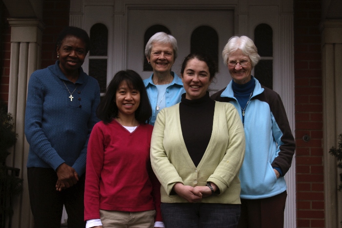 Dominican Community, from left to right: Margret Uche, candidate, Sr. Mary Vong, Sr. Maria Beesing, Ana Gonzalez and Sr. Mary Pat Gallagher. (GSR photo/Colin Evans)