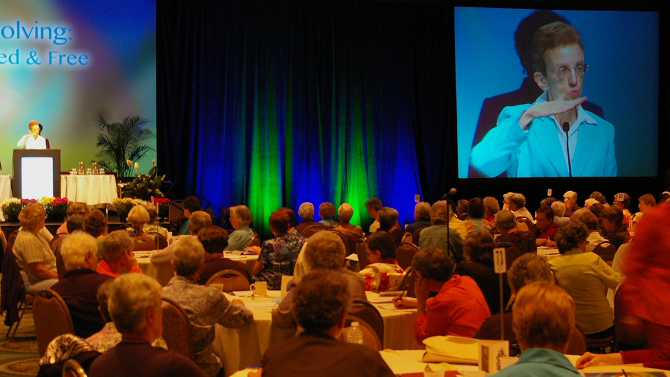Sisters have an "awesome vocation," Franciscan Sr. Ilia Delio tells her peers Wednesday at the LCWR's annual meeting in Orlando, Fla. (NCR photo/Joshua J. McElwee)