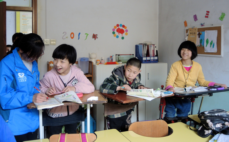 The Liming Family Rehabilitation Center in Gaoyi, Hebei province, China, includes school classes in addition to integrative therapies for children who are unable to attend public schools due to intellectual disabilities. (GSR photo / Melanie Lidman)