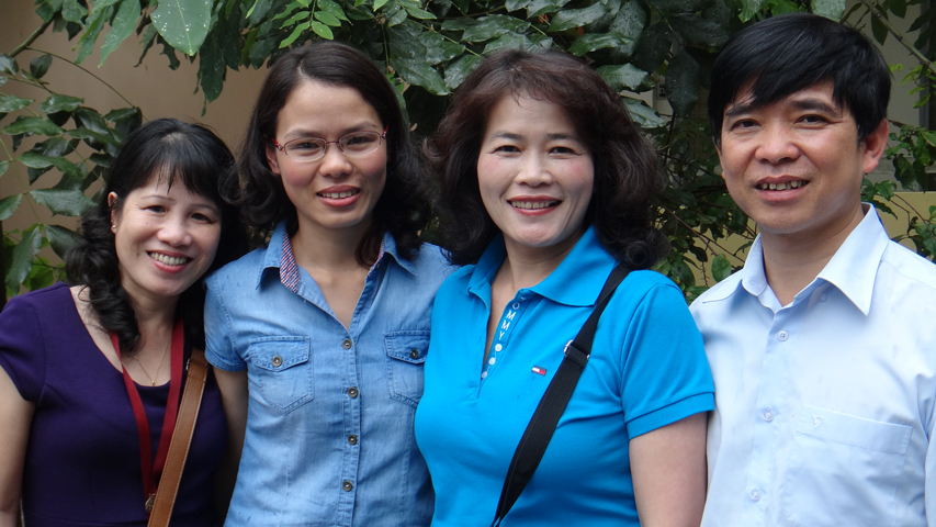 The first four nurses who obtained a master's of science in nursing from Loyola University Chicago's School of Nursing in 2013