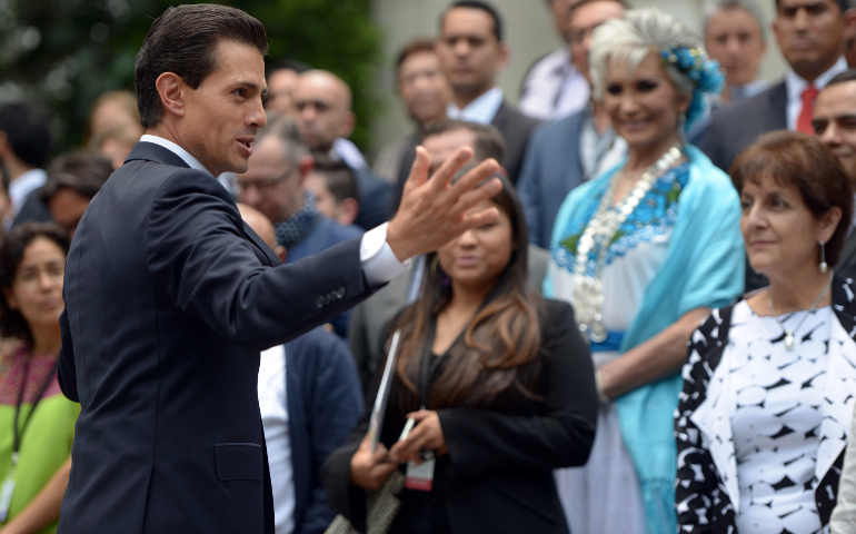 Mexican President Enrique Pena Nieto in late May outside the presidential residence. (CNS/Mexican Presidency handout via EPA)