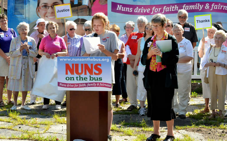 The Nuns on the Bus tour in Dubuque, Iowa, in June. (CNS/The Witness/Sr. Carol Hoverman)