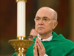 Archbishop Carlo Maria ViganÚ attends the opening Mass of the National Prayer Vigil for Life at the Basilica of the National Shrine of the Immaculate Conception in Washington Jan. 22. (CNS/Nancy Phelan Wiechec)