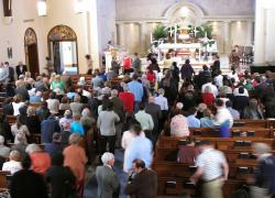 Massgoers receive Communion at the Church of the Annuciation in Washington, D.C. (Dreamstime)