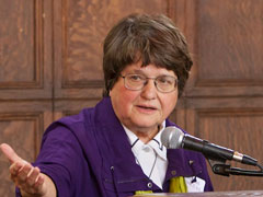 Sr. Helen Prejean speaks at DePaul University in Chicago May 14. (Photos courtesy of DePaul Public Relations)
