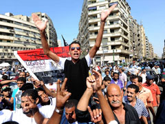 Egyptians protest in Tahrir Square in Cairo Oct. 7, calling on the military to expedite steps to give power to a civilian authority. (Newscom/UPI/Bill Greenblatt)