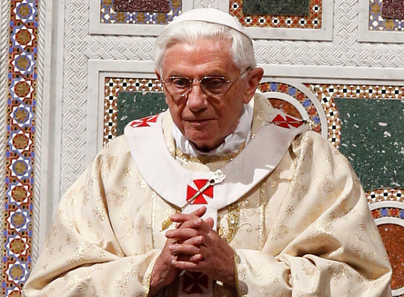 Pope Benedict XVI celebrates Holy Thursday Mass of the Lord's Supper at the Basilica of St. John Lateran in Rome. (CNS photo/Paul Haring)