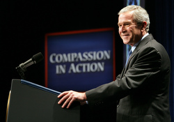 President George W. Bush addresses the national conference on faith-based and community initiatives in Washington in 2008. (CNS photo/Chris Greenberg, White House)