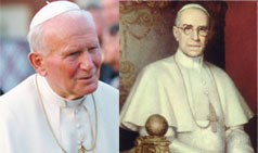 Popes John Paul II and Pius XII