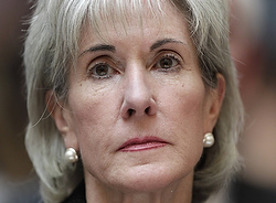 U.S. Health and Human Services Secretary Kathleen Sebelius in Geneva in 2010. (CNS photo/Denis Balibouse, Reuters)